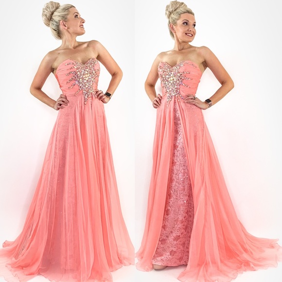 Glam Pageant Prom Dress with Overlay Skirt - Picture 3 of 8